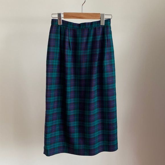 Vintage Plaid Wool Blend Skirt - Picture 3 of 12